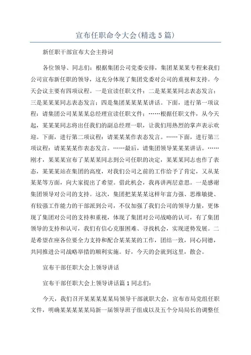宣布任职命令大会(精选5篇)