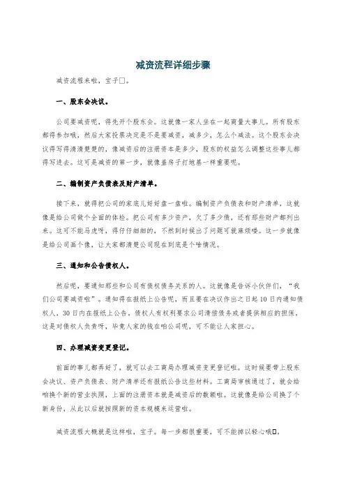 减资流程详细步骤