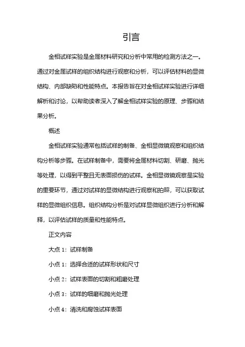 金相试样实验报告