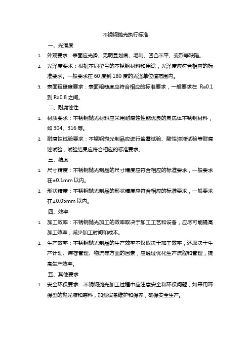 不锈钢抛光执行标准