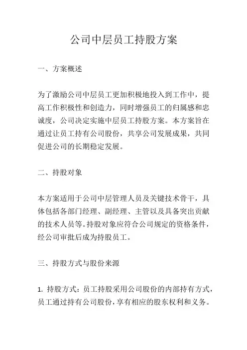 公司中层员工持股方案