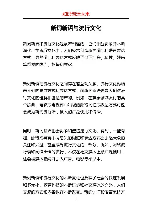新词新语与流行文化