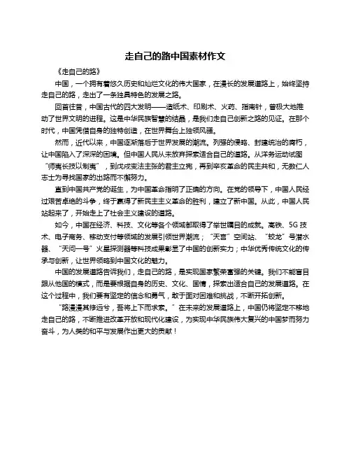 走自己的路中国素材作文