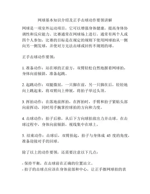 网球基本知识介绍及正手击球动作要领讲解