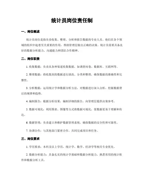 统计员岗位责任制