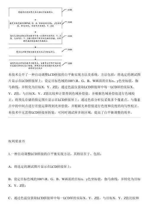 自动调整LCD拼接的白平衡实现方法及系统与设计方案