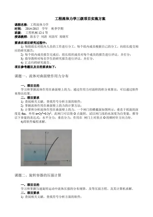 工程流体力学 三级项目实施方案