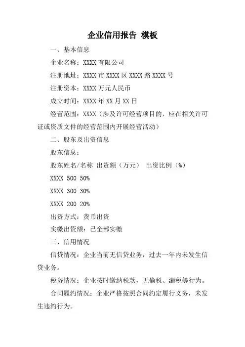 企业信用报告 模板