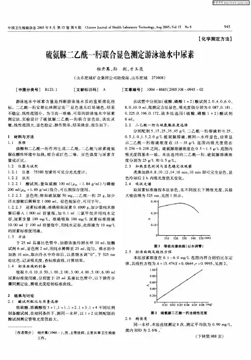 硫氨脲二乙酰一肟联合显色测定游泳池水中尿素