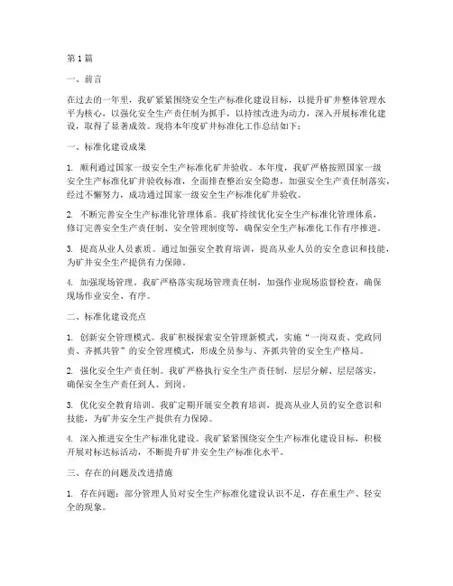 矿井标准化年度总结(3篇)