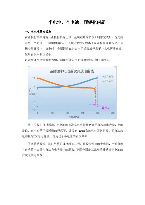 半电池,全电池,预锂化问题