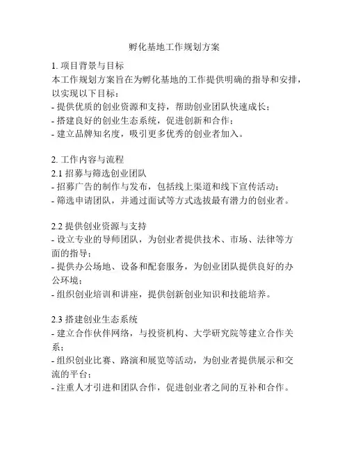 孵化基地工作规划方案