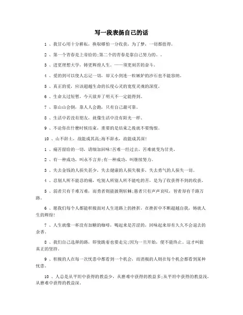 写一段表扬自己的话