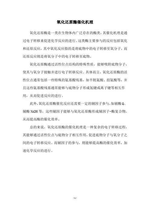 氧化还原酶催化机理