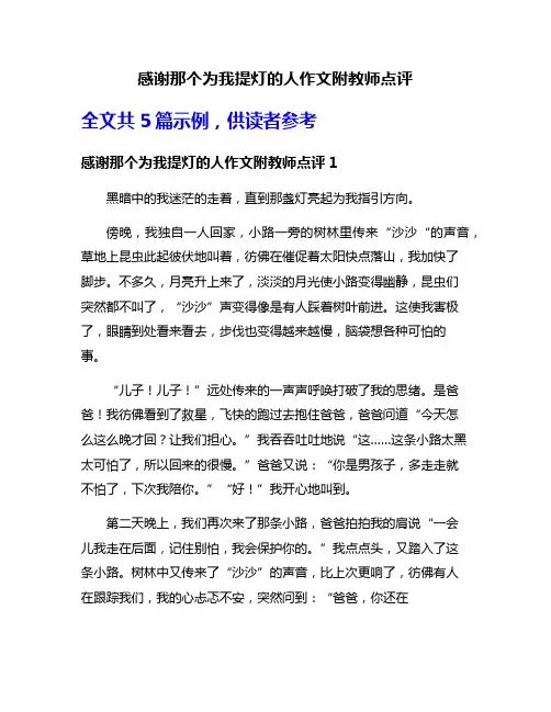 感谢那个为我提灯的人作文附教师点评