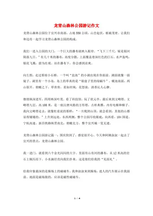 龙背山森林公园游记作文