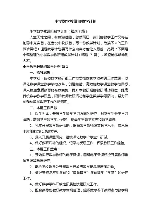 小学数学教研组教学计划