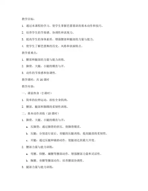 大学芭蕾基训舞蹈老师教案