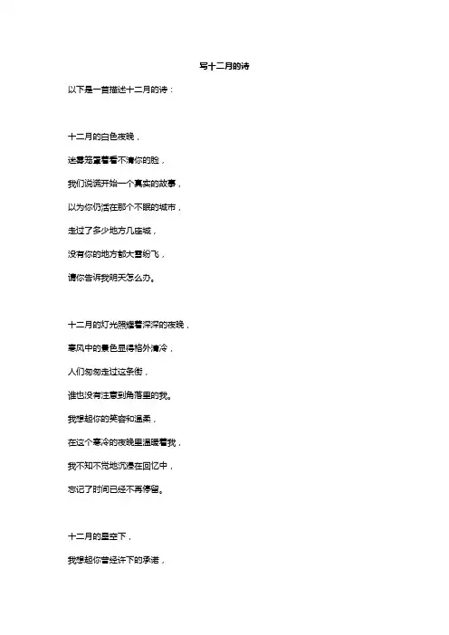写十二月的诗