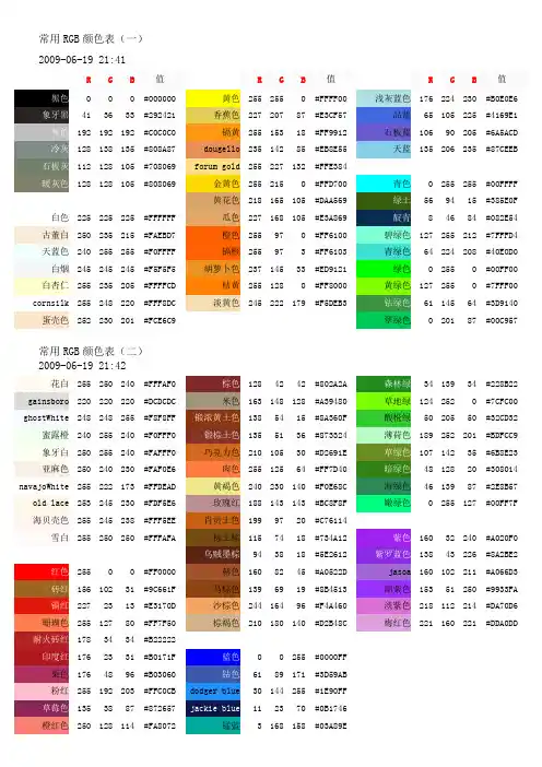 常用RGB颜色表