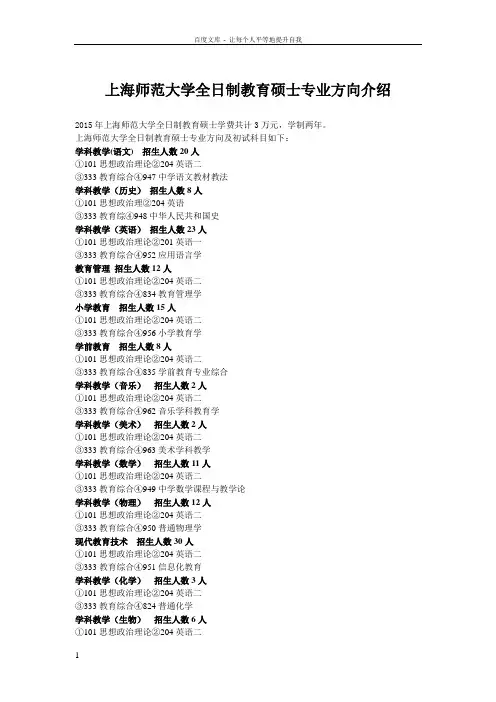 上海师大教育硕士专业方向介绍
