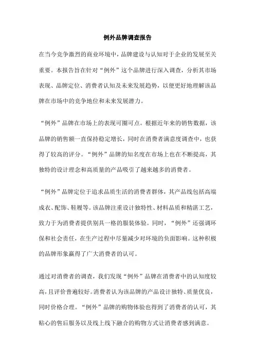例外品牌调查报告