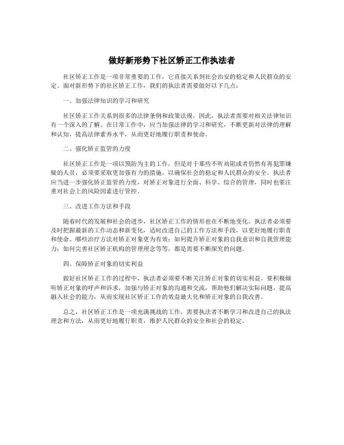 做好新形势下社区矫正工作执法者