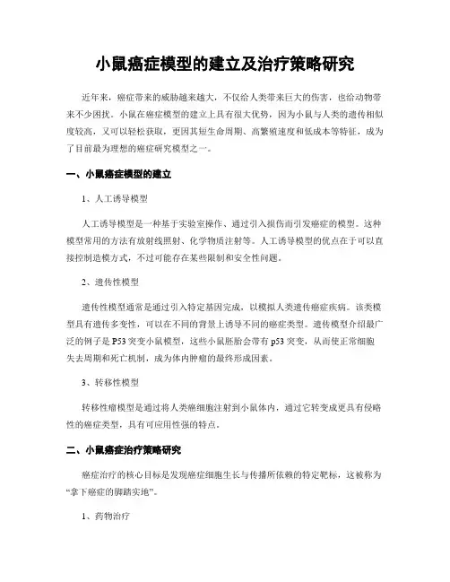 小鼠癌症模型的建立及治疗策略研究