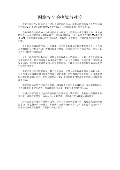 网络安全的挑战与对策