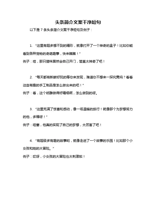 头条简介文案干净短句
