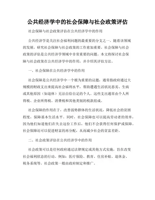 公共经济学中的社会保障与社会政策评估
