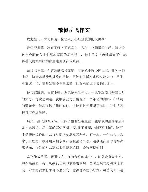 敬佩岳飞作文