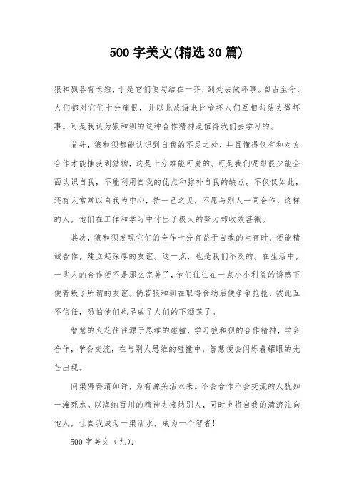 500字美文(精选30篇)