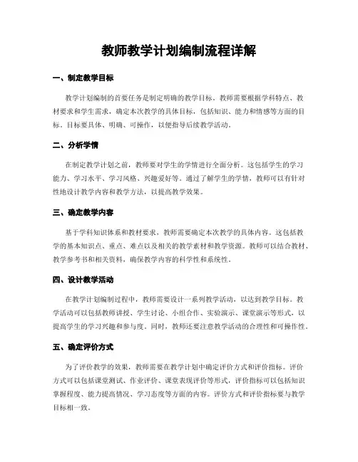 教师教学计划编制流程详解