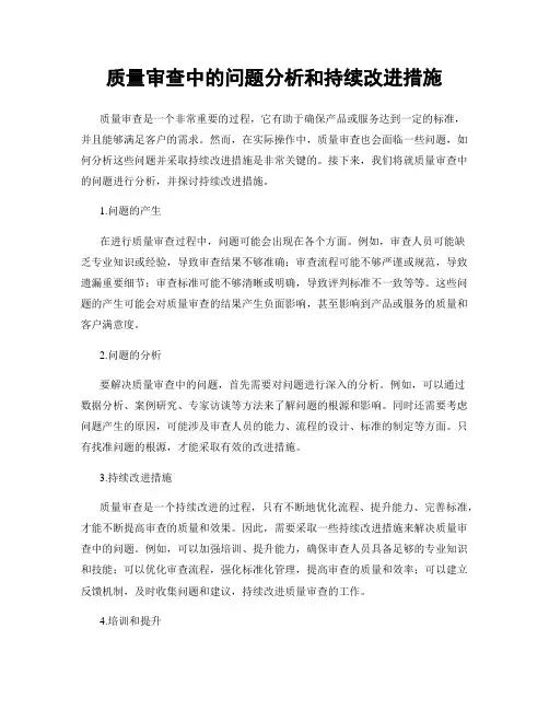 质量审查中的问题分析和持续改进措施
