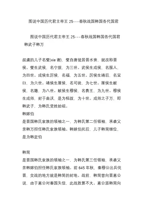 图说中国历代君主帝王25---春秋战国韩国各代国君