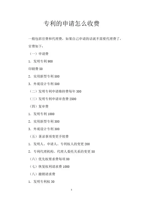 专利的申请怎么收费