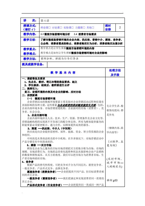 微观市场营销环境分析教案