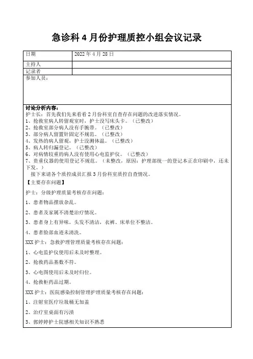 急诊科质控会议记录
