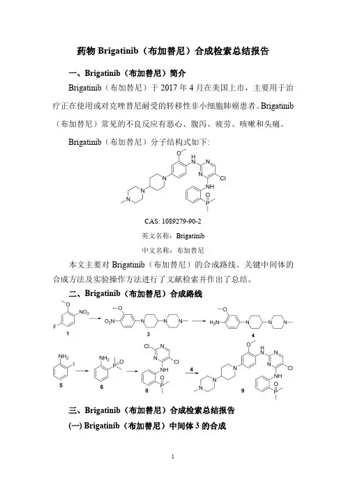 药物Brigatinib(布加替尼)合成检索总结报告