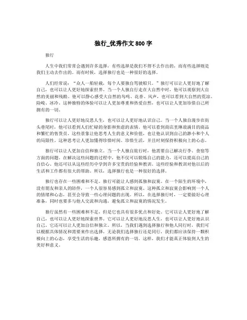 独行_优秀作文800字