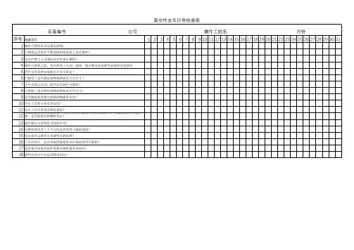 高空作业车日常检查表
