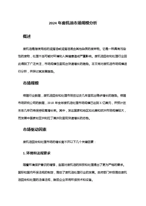 2024年废机油市场规模分析