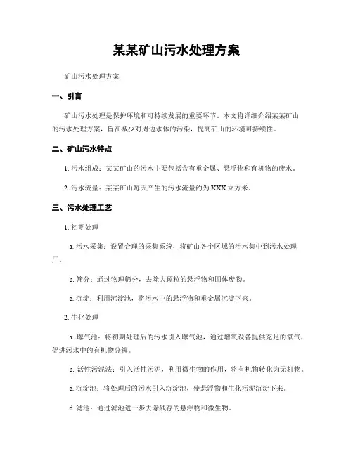 某某矿山污水处理方案