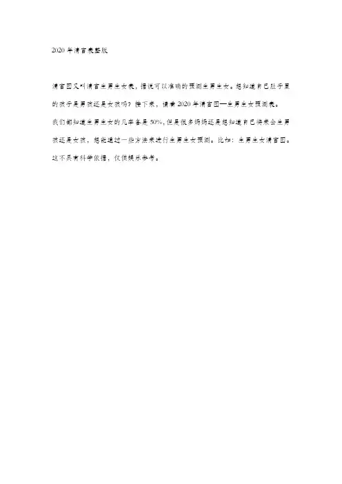 2020年清宫表整版