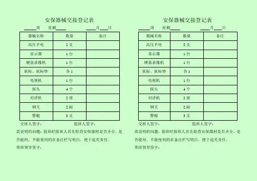 安保器械交接登记表