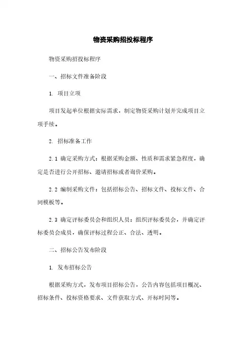 物资采购招投标程序