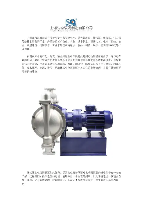 电动隔膜泵规格型号及型号含义