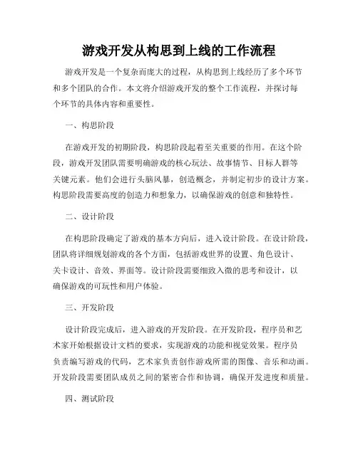 游戏开发从构思到上线的工作流程