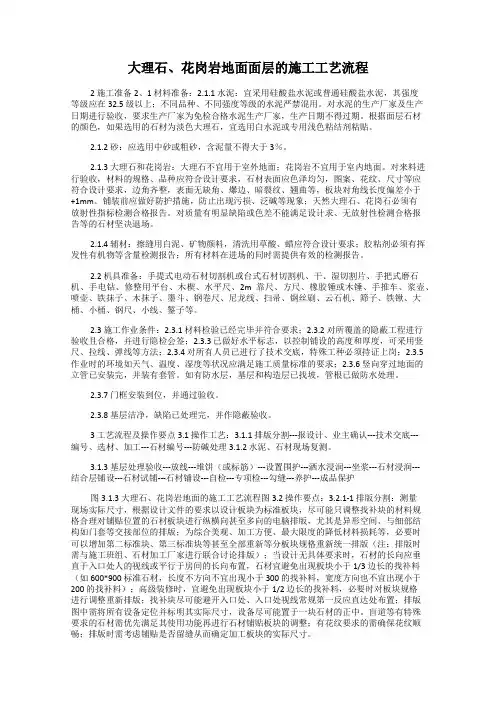 大理石、花岗岩地面面层的施工工艺流程